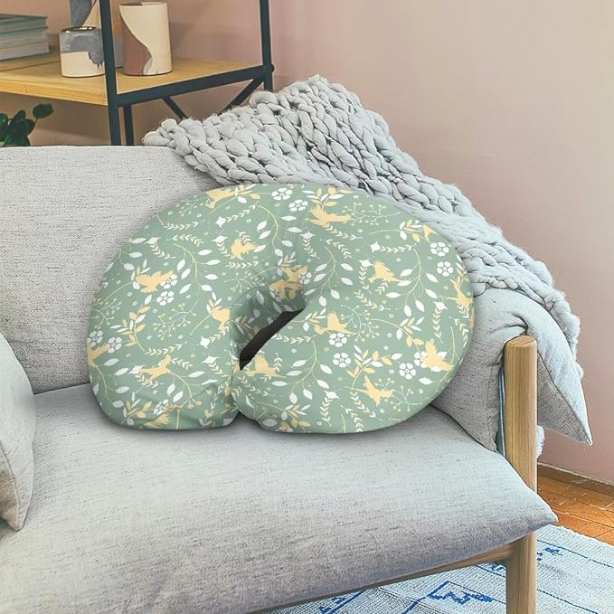 Bird Leaves Nursing Pillow Slipcover Sleeve, Ultra-Soft Baby Nursing Pillow Removable Cover for Breastfeeding Pillows, Pillow Not Included