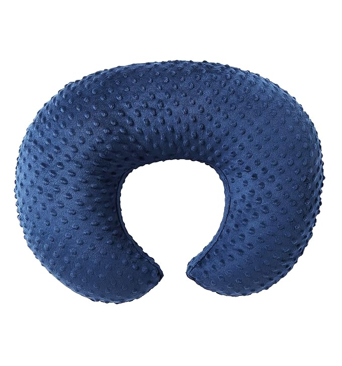Nursing Pillow Cover Breastfeeding Pillow Cases Minky Dot Slipcover (Estate Blue)