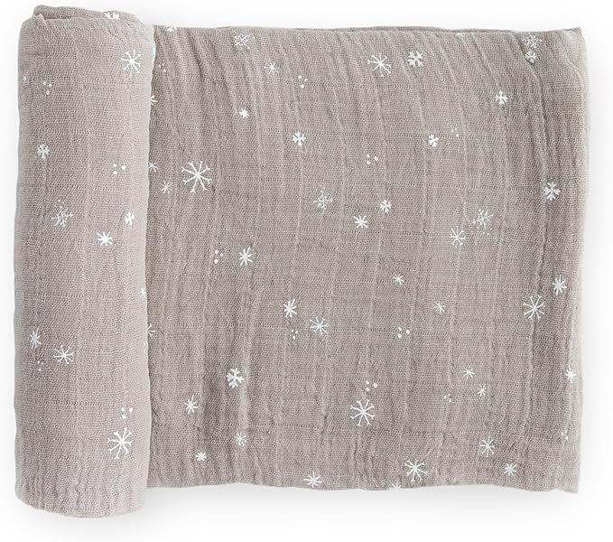 Little Unicorn Snow Flurries Cotton Muslin Swaddle Blanket | Single | 100% Cotton | Super Soft | Newborns and Infants | Large 47" x 47" | Machine Washable
