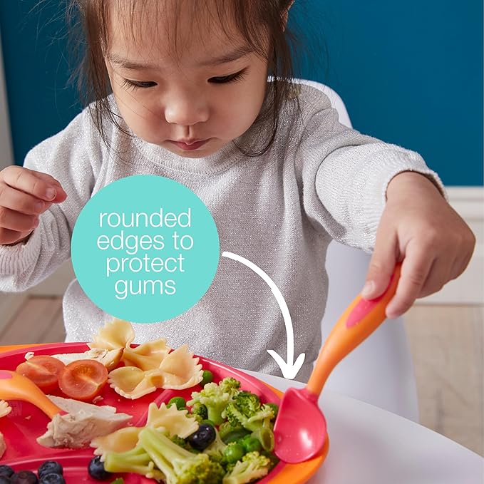 b.box Toddler Cutlery Set: Patented FLORK??Designed Fork, Spoon & Travel Case, Easy Grip Handles, Dishwasher Safe, BPA Free (Strawberry Shake)