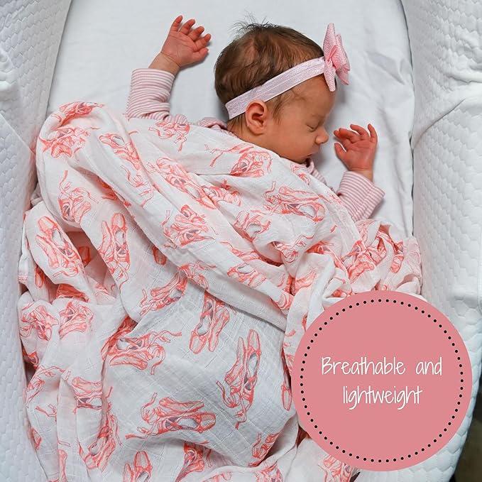 LollyBanks Baby Blanket, 100% Cotton Muslin Swaddle Blankets for Girls, Large 47 x 47 Inches Newborn Blanket, Soft and Breathable Swaddle Blanket, Baby Essentials, Registry (for Pink Lovers 2 Pack)