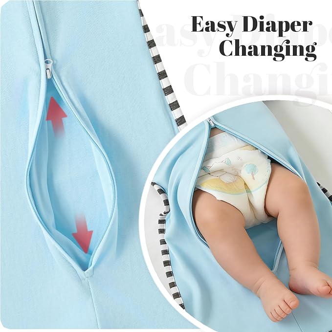 Soft Cotton Swaddle Blanket, Arms Up Baby Sleep Sack, Wearable Sleep Bag for Boys Girls (Blue + Dark Blue, S(0-3 Months))