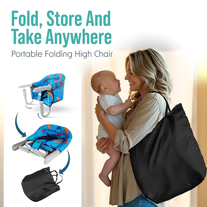 Portable Hook on High Chair for Baby & Travel Toddler from 6-36 Months ??Clip on Baby Seat for Table ??Fast Table Chair for Travel & Dining??Including Storage Bag - Blue