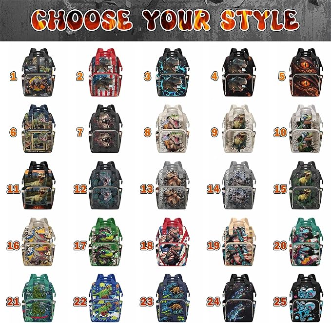 MyPupSocks Custom Dinosaur Diaper Bag Named with Love: Personalized Diaper Bag with Name - Ideal Travel Companion for New Moms Son Grandson