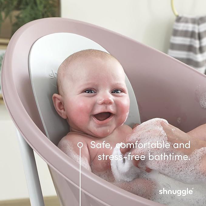 Shnuggle Newborn Baby Bath | Built in Support Bump and Soft Backrest | Suitable from Newborn | Bath Seat Support Includes Plug | Eucalyptus Green