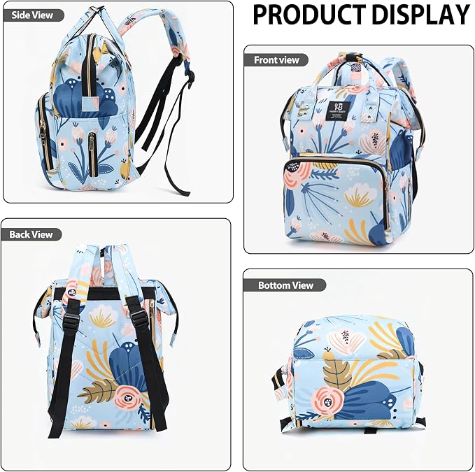 Diaper Bag Backpack for Moms Baby Essentials Travel Tote Nappy Changing Bag with Insulated Pockets,Multi-Waterproof Backpack (Orange)