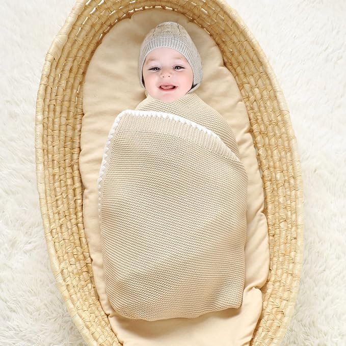 mimixiong Cotton Baby Blanket Gender Neutral Nursery Swaddling Blanket for Shower Gift Registry for Baby Camel 40 x30 Inch