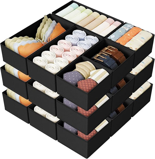 DIMJ Drawer Organizer Clothes Storage - 18 Pack Baby Dresser Organizer for Nursery, Foldable Drawer Dividers for Bedroom Closet Organization, Fabric Storage Bins for Socks, Underwears, Bras