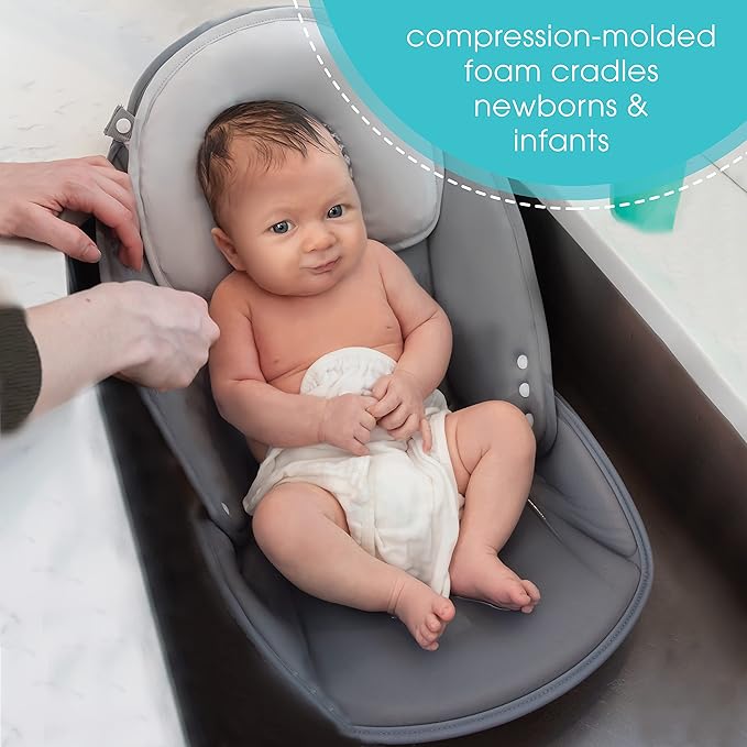 Summer Infant Snug Support in-Sink Bather ??Bathe Newborns up to 6 Months with Confidence Right in The Sink - Compression-Molded Foam Baby Bath Sink Cushion is Adjustable and Includes Anti-Slip Grips