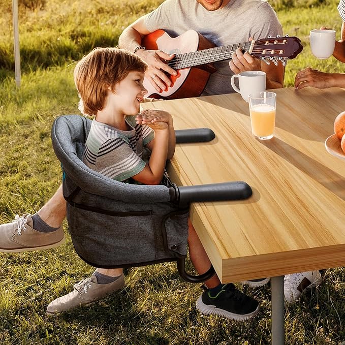 Hook-On Chairs - Portable & Foldable for Babies 6-36 Months, Family & Travel Use with Carry Bag (Grey)
