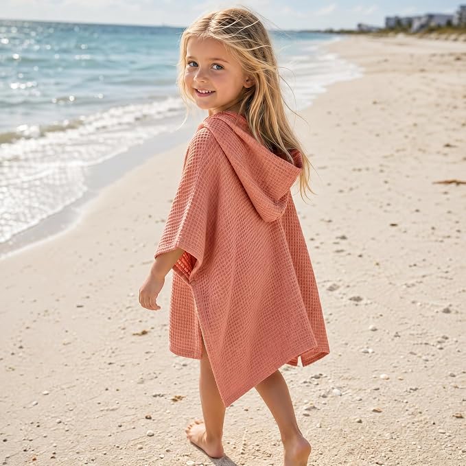 ZICOTO Soft Hooded Beach Towel for Kids - Cute Towel for Babies and Toddler Made of Waffle Cotton - Perfect Lightweight and Absorbent for Bath, Beach, Pool
