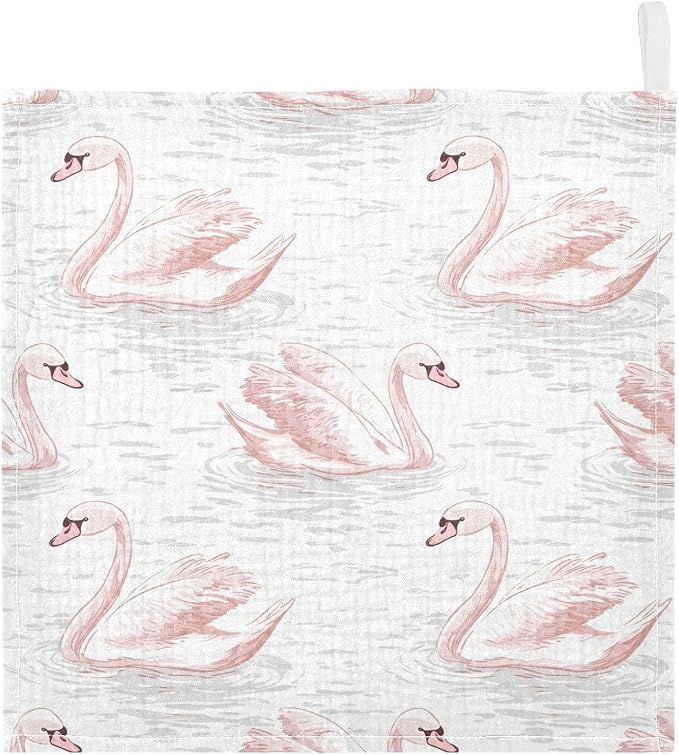 vvfelixl Pale Pink Swans Baby Burp Cloths Baby Muslin Washcloths for Boys Girls Cotton Babys Face Towel for Newborn Infants Soft and Absorbent 11.8 X 11.8 in, 5 Pack