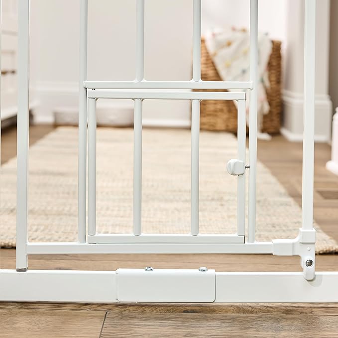 Carlson 36" Extra Tall Walk Through Dog Gate for Doorways & Bottom of Stairs, Metal Pet Gate with Small Pet Door, Expands 29.5?�â€?6.5?? White