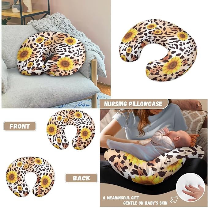 Sunflower Nursing Pillow Cover for Breastfeeding and Bottle Feeding,Breathable & Soft Baby Nest Cover for 0-24 Months,Light Brown Babies Floor Seat Cover for Home and Travel Essentials