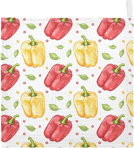 vvfelixl Bell Peppers Baby Burp Cloths Baby Muslin Washcloths for Boys Girls Cotton Babys Face Towel for Newborn Soft 11.8 X 11.8 in, 5 Pack