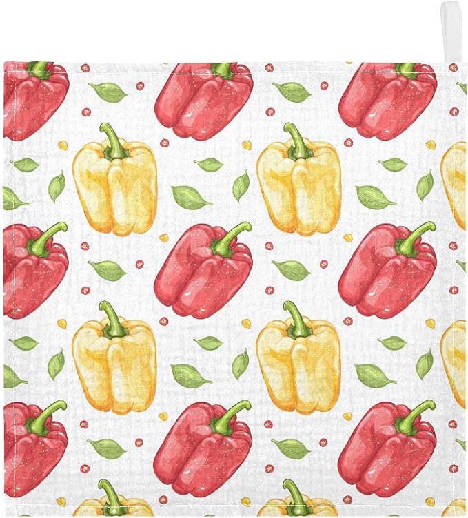 vvfelixl Baby Muslin Washcloths Bell Peppers Baby Burp Cloths Cotton Babys Face Towel for Infants Soft 11.8 X 11.8 in, 3 Pack