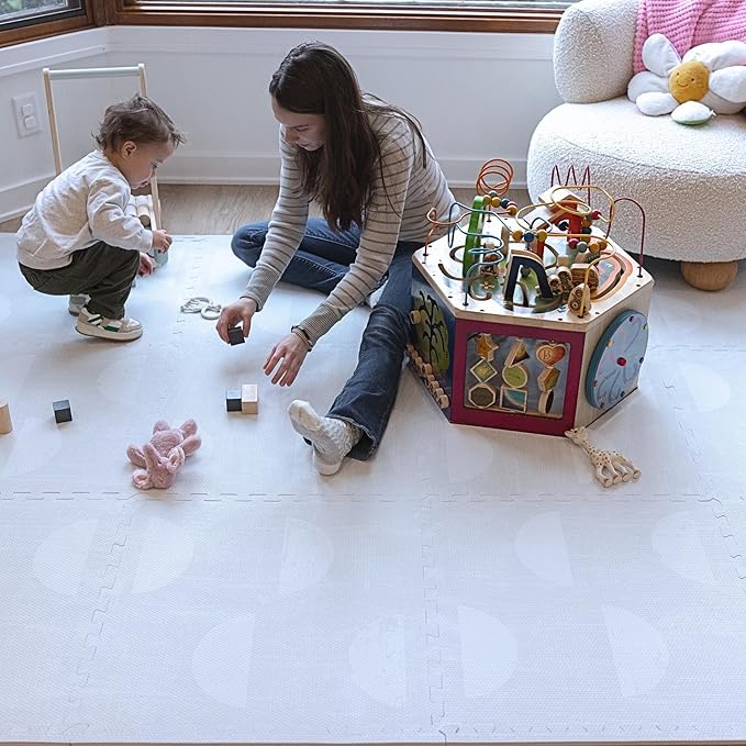 Little Landings Baby Play Mat for Floor - Aura Pearl (6x6ft) - Premium EVA Foam Play Mat for Babies & Toddlers (Ages 0-5+) Non-Toxic Playmat for Tummy Time, Crawling & Playroom - Stylish & Comfortable