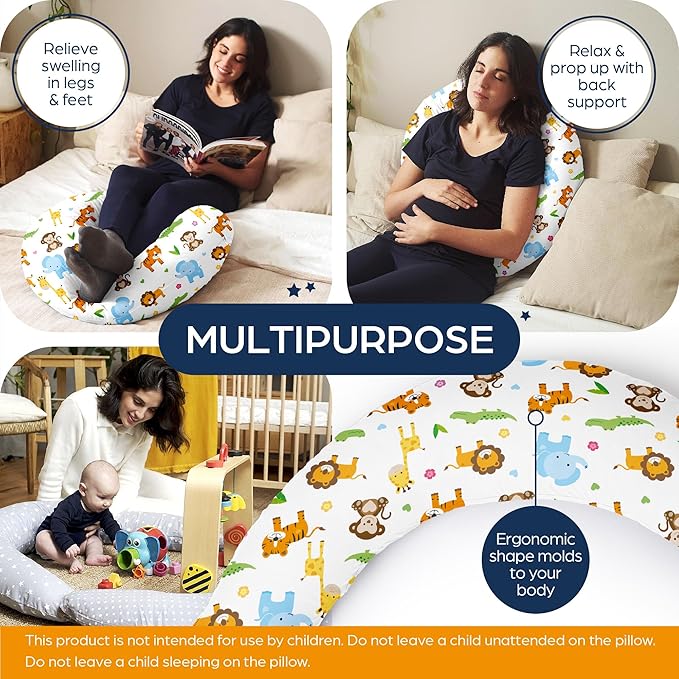 Niimo XXL Pregnancy Pillow & Baby Feeding Pillow - 2022 Double Platinum Winning Maternity Pillow, 100% Cotton Pregnancy Pillow Cover, Machine-Washable, Pregnancy Must Haves