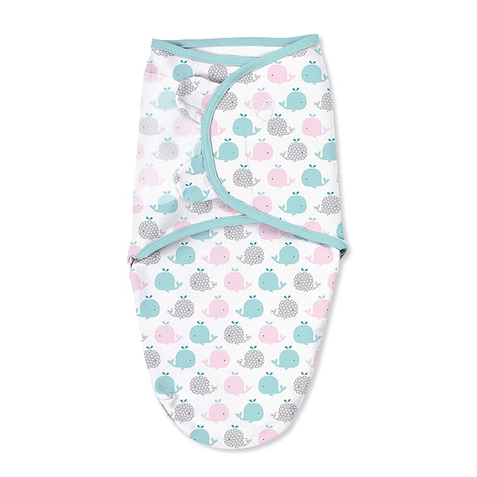 SwaddleMe by Ingenuity Original Swaddle, 100% Cotton, Improves Sleep & Calms Startle Reflex, 0-3 Months, 1.0 TOG, 3-Pack, Baby Swaddle Blanket - Pink Polka Whale