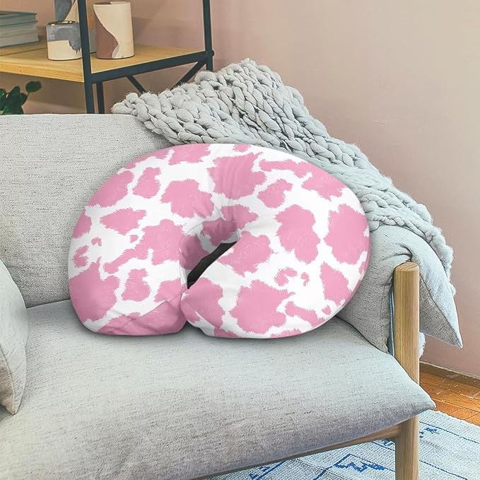 Pink Cow Print Baby Feeding Pillow Slipcover for New Moms & Babies Stain Resistant Ultra Soft Nursing Pillow Support Cover Case with Hidden Zipper, Easy to Put On & Take Off