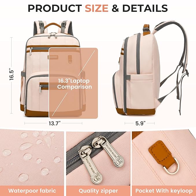 Diaper Bag Backpack, Large Baby Nappy Bags with Portable Changing Pad for Boys and GirlsMultifunction Travel Baby Bag for Moms Dads, Shower Gifts Waterproof and Stylish，Pink