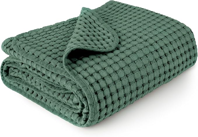 Konssy Waffle Baby Blanket - Soft & Cozy Nursery Swaddle Blanket, Lightweight Toddler Throw for Boys & Girls, Ideal for Wrapping(Green)