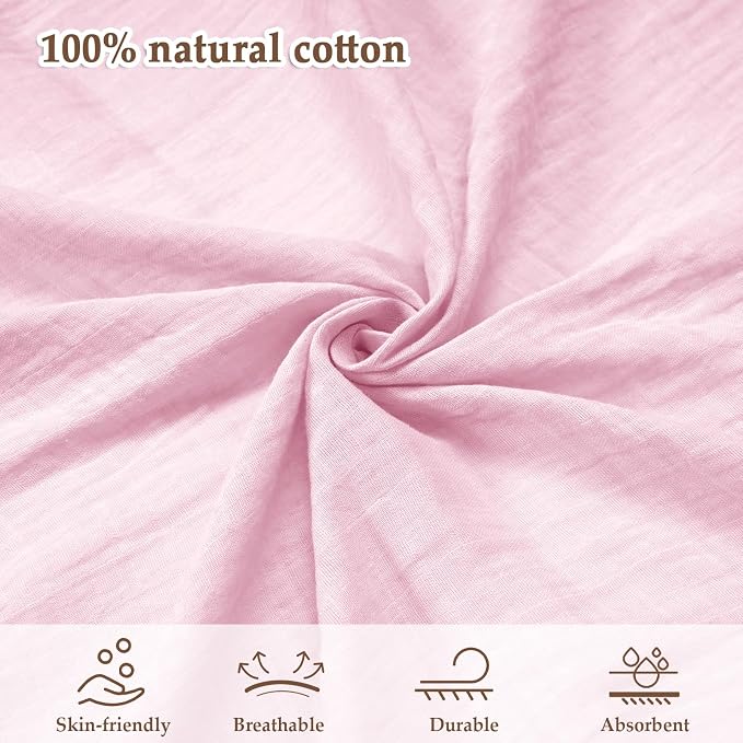 david's kids 4 Pack Baby Muslin Swaddle Blankets 47" x 47", 100% Cotton Swaddling Blankets Wrap for Boys Girls, Ultra Soft Breathable Receiving Blanket, New Born Essentials, Green&Pink&Blue&Beige