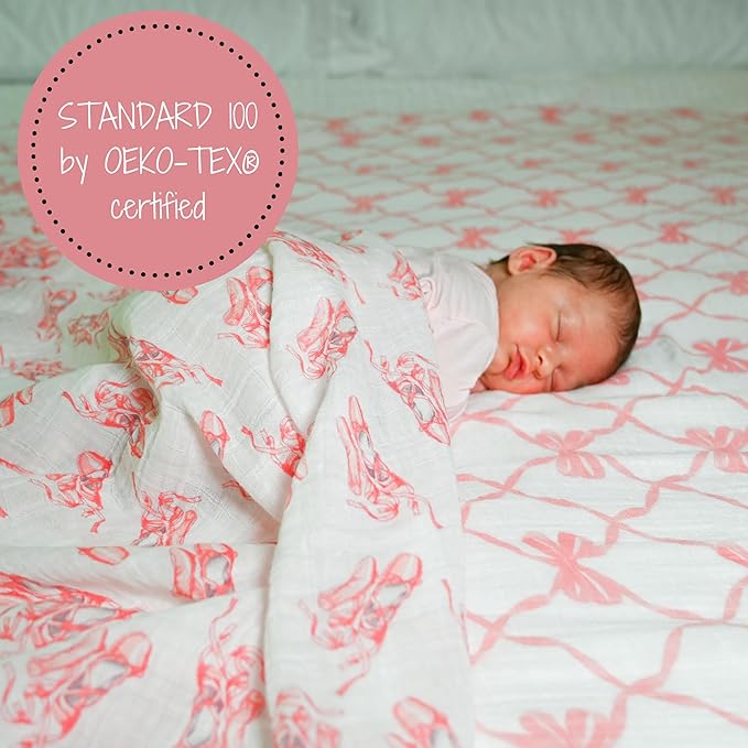 LollyBanks Baby Blanket, 100% Cotton Muslin Swaddle Blankets for Girls, Large 47 x 47 Inches Newborn Blanket, Soft and Breathable Swaddle Blanket, Baby Essentials, Registry (for Pink Lovers 2 Pack)