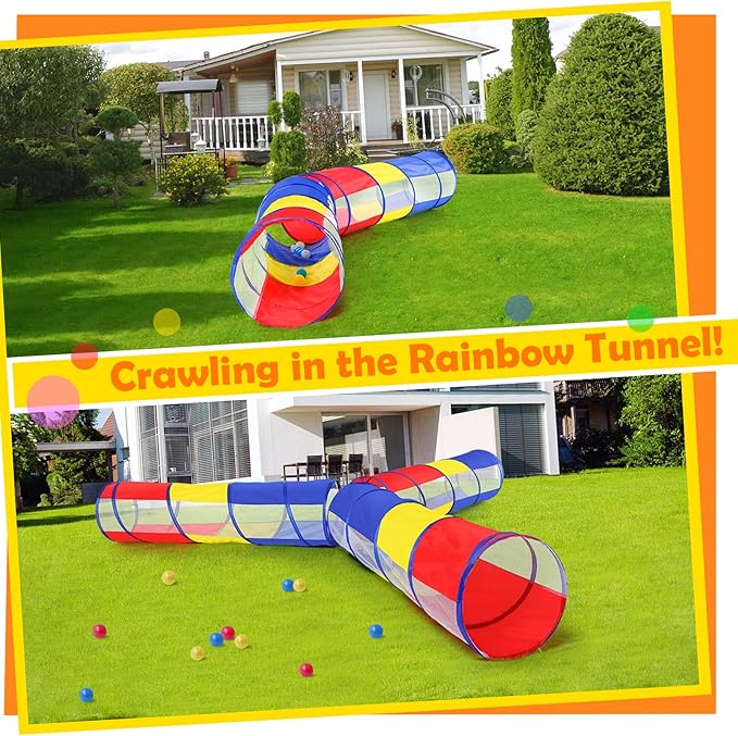 Kids Play Tunnel Tent for Toddlers, Colorful Pop Up Crawl Tunnel Toy for Baby or Pet with Breathable Mesh, Collapsible Gift for Boy and Girl Play Tunnel Indoor and Outdoor Game