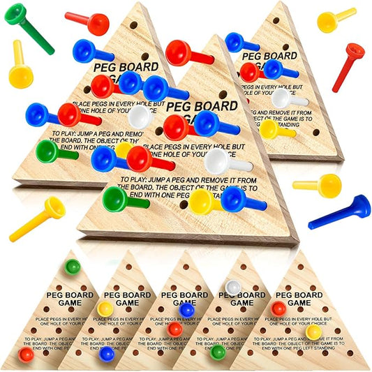 Zhanmai 3 Sets Wooden Triangle Peg, Educational Board, Travel Size, Operation Christmas Learning Puzzles (Multi-Color Peg)