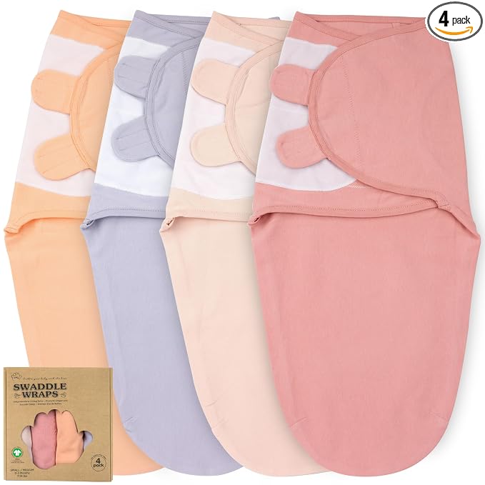 Organic Cotton Baby Swaddle 4-Pack, Swaddles for Newborn 0-3 Month - Swaddle Blanket Infant Wrap Sleep Sack for Boys & Girls, Baby Swaddle for Newborn, Registry & Shower Gift Essential