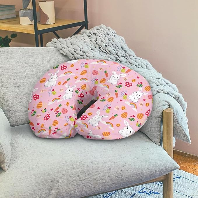 Cartoon Rabbit Nursing Pillow Cover for Infant Snug, Breastfeeding Pillow Slipcover for Baby Girls/Boys, Soft Snug Fits On Newborn Feeding Pillow Case