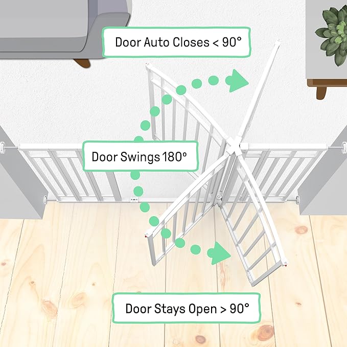 Ingenuity Decorative Extra Tall Baby Gate & Dog Gate, 28.5"-48" Wide, 36" Tall, Hardware or Pressure Mounted, Install on Top or Bottom of Stairs, Banister, or Doorway - White