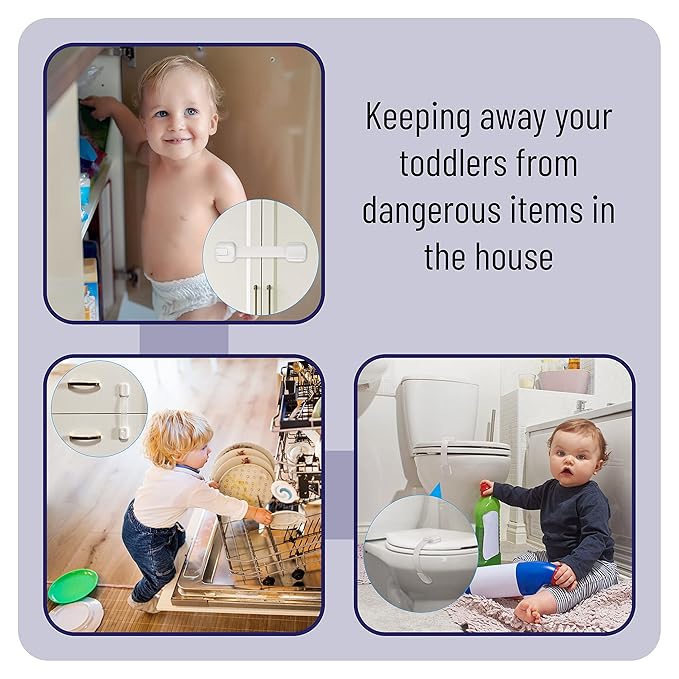 Bates- Child Safety Strap Locks, 6 Pack, Child Proof Cabinet Latches, Child Safety Cabinet Locks, Drawer Locks Baby Proofing, Baby Cabinet Safety Latches, Baby Proof Cabinet Locks