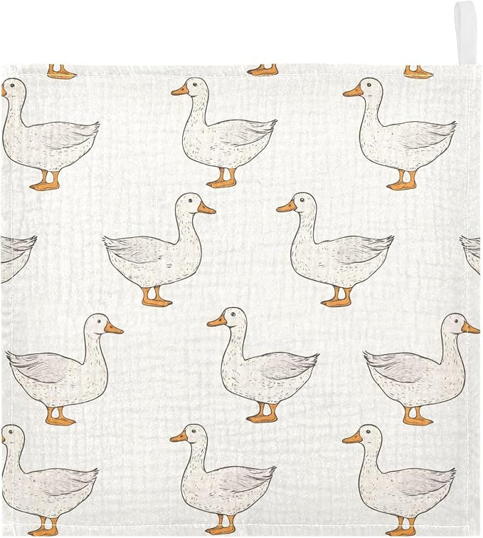 vvfelixl Coquette Duck Baby Burp Cloths Baby Muslin Washcloths for Boys Girls Cotton Babys Face Towel for Newborn Infants Soft and Absorbent 11.8 X 11.8 in, 5 Pack