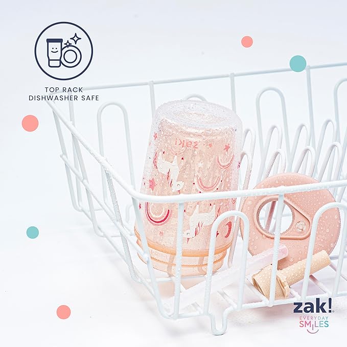 Zak Designs Capri Toddler Tumblers For Travel or At Home, 9oz 2-Pack Double Wall Plastic Sippy Cups With Leak-Proof Design is Perfect For Kids (Fairy Tales, Rainbow Magic)