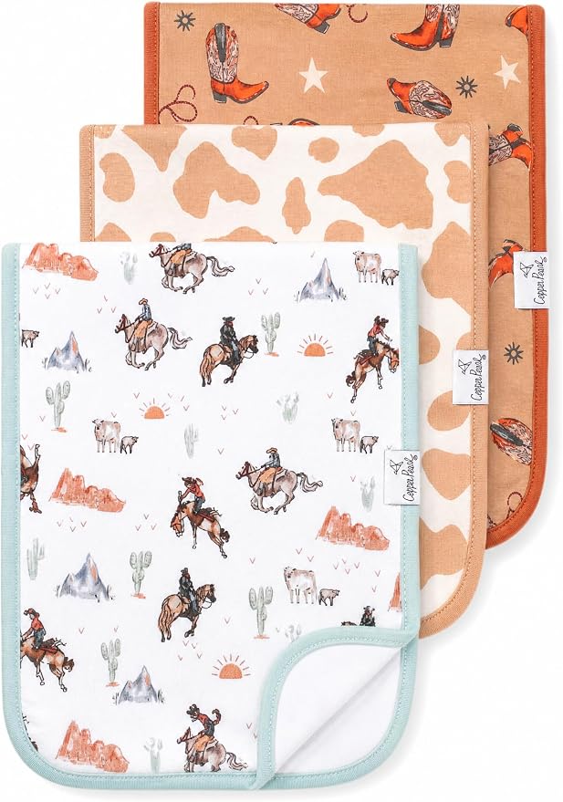 Copper Pearl Baby Burp Cloth Large 21''x10'' Size Premium Absorbent Triple Layer 3-Pack Gift Set Boone