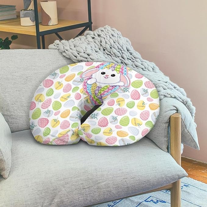Egg Rabbit is Cute Nursing Pillow Covers Slipcovers for Breastfeeding Moms, Ultra Soft Breathable Feeding Pillow Slipcover for Baby Boy Girl Easter