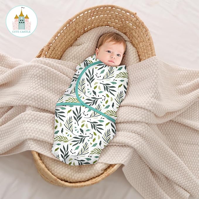 Cute Castle 3-Pack Baby Swaddle Sleep Sacks - Newborn Swaddle Sack - Ergonomic Baby Swaddles Blanket Warp for Boys and Girls - Baby Essentials (0-3 Months - Green)