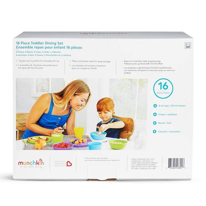 Munchkin® 16pc Baby and Toddler Feeding Supplies Set - Includes Plates, Bowls, Cups and Utensils