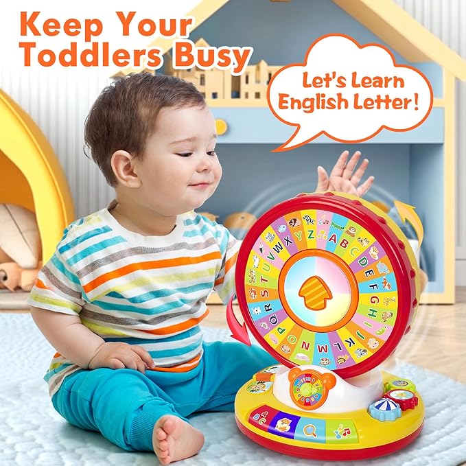 Learning Toys for 1 2 3 Year Old Boy Girl, Spin and Sing Alphabet Zoo with Sounds for Toddler 1-3, Educational Development Toy for Kid, Christmas Birthday Gifts for Baby 12-18 Months+