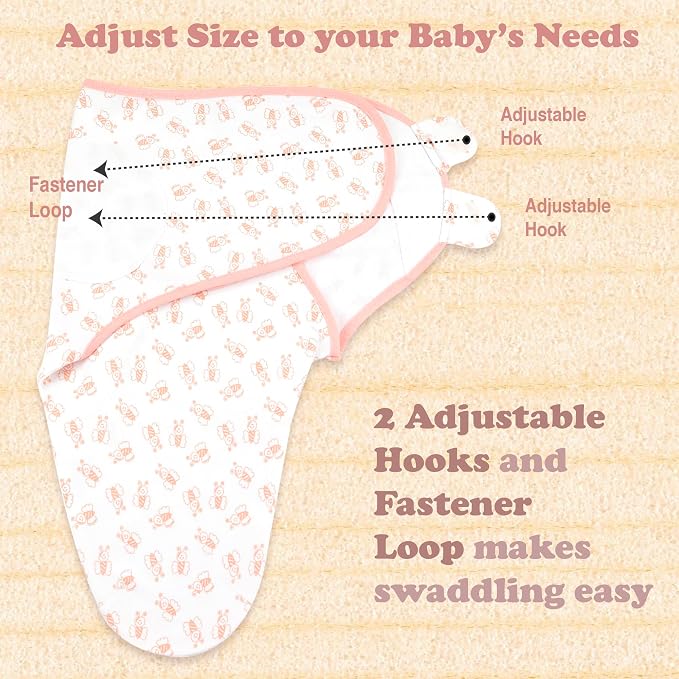 Swaddles for Newborns – 3-Pack Infant Swaddles 0-3 Months – Adjustable Newborn Swaddle Sleep Sack – Soft Organic Cotton Baby Wrap for Safe & Cozy Sleep