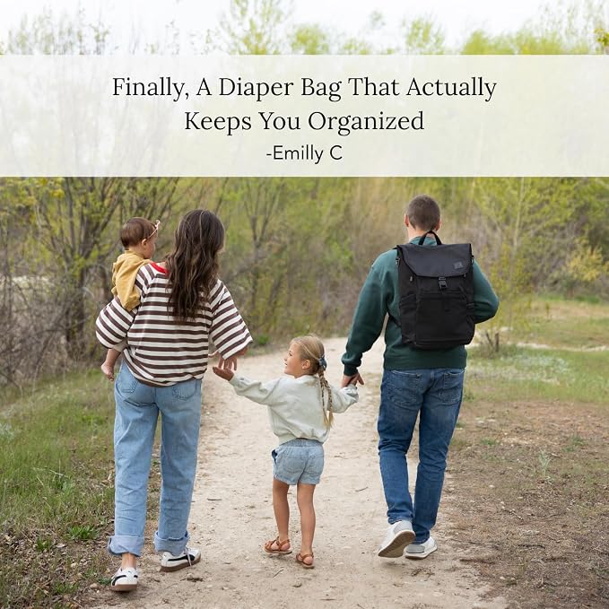 Huhu Diaper Bag Backpack – Large Baby Bag for Moms & Dads – Water-Resistant, Unisex Travel Kit for New Parents – Includes Changing Pad and 2 Organizer Pouches (Midnight Black)