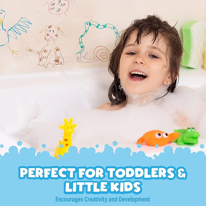 Tub Works® Smooth™ Jumbo Bath Crayons Bath Toy | Nontoxic, Washable Bath Crayons for Toddlers & Kids | Unique Formula Draws Smoothly & Vividly on Wet & Dry Tub Walls | Large, Easy-Grip Bathtub Crayons