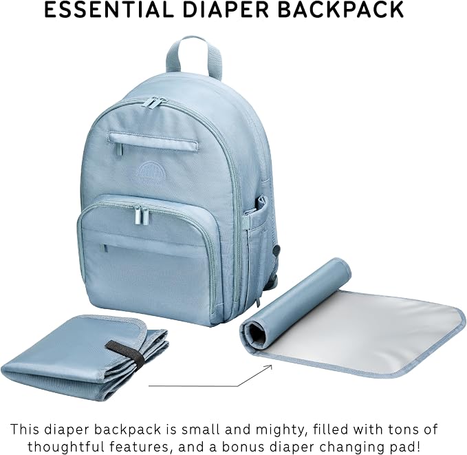 uninni Large Diaper Bag Backpack for Moms & Dads–Baby Diaper Bag with portable Changing Pad, Removable Pacifier Case - Forest Green