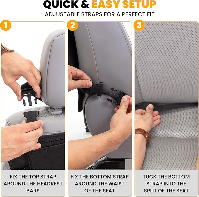 EcoNour Car Kick Mats Back Seat Protector (2 Pack),Car Seat Protector & Backseat Organizer with Storage Pockets for Kids,Waterproof Back Seat Cover for Dirt,Mud & Scratch Protection Travel Accessories