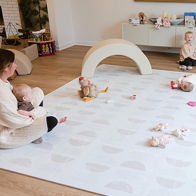Little Landings Baby Play Mat for Floor - Aura Oat (6x6ft) - Premium EVA Foam Play Mat for Babies & Toddlers (Ages 0-5+) Non-Toxic Playmat for Tummy Time, Crawling & Playroom - Stylish & Comfortable