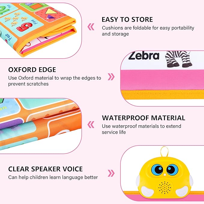 Interactive Alphabet Wall Chart, Talking ABC, 123s, Music Poster, Kids Learning Toys for Toddlers 1-3, Electronic Educational Toddler Toy, Educational Gift for Age 1 2 3 4 5 Year Old Girls Boys - Pink