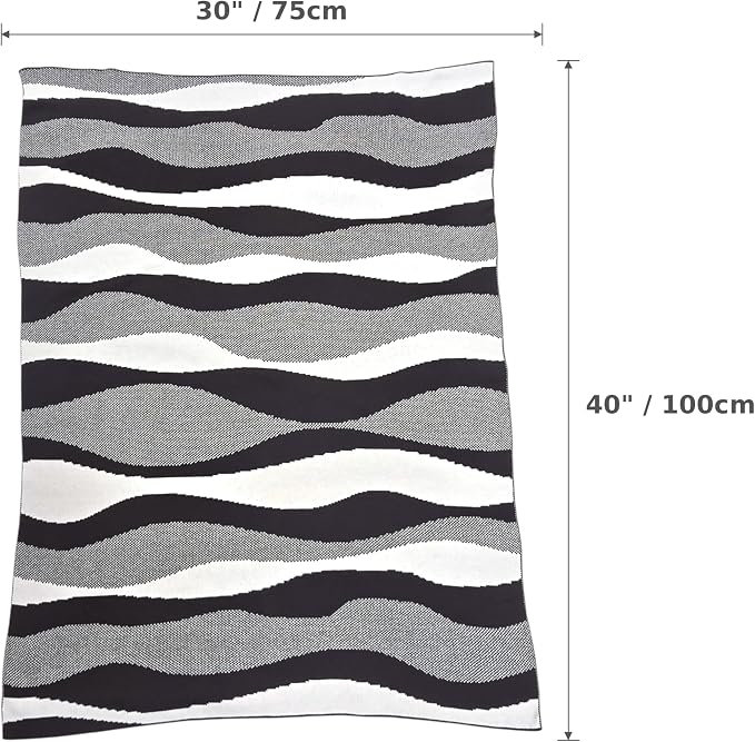 The Rolling Waves Blanket - 100% Organic Cotton Baby Blanket, American Made, 30x40in - Bassinet, Crib, Stroller - Gift Registry Baby Shower for Newborns and Kids