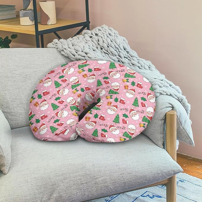 Christmas Santa Claus Sock Breast Feeding Pillow Covers with Hidden Zipper Soft Breathable Nursing Pillow Support Replacement Cover for Home Nursery Room Sofa Christmas Decor